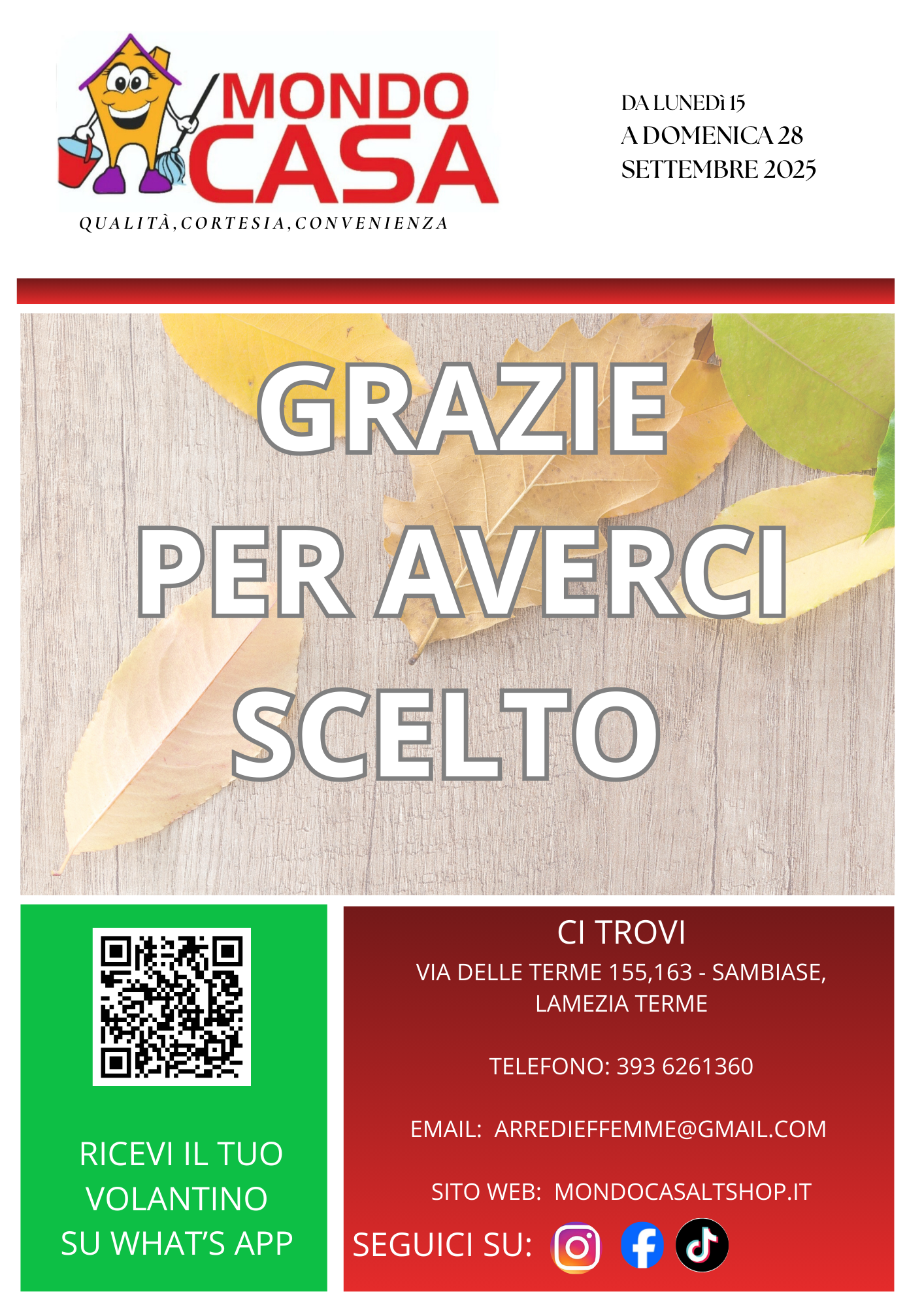 VOLANTINO VALIDO DAL 15/09/25 AL 28/09/25