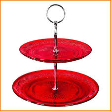 ALZATINA IN VETRO ROSSA 2PIANI