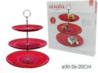 ALZATINA IN VETRO ROSSA 3PIANI