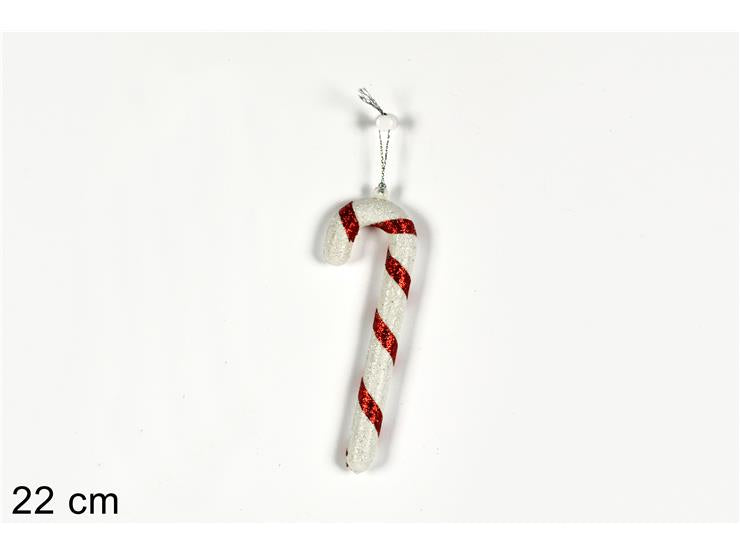 APPENDINI BASTONCINO 22CM BIANCO GLITTER ROSSO