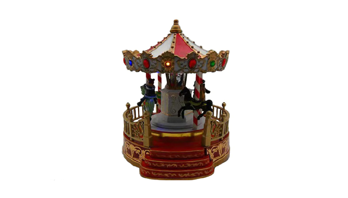 CARILLON NATALIZIO GIOSTRINA 18X18X20CM. C/LUCI/MUSICA/MOVIMENTO