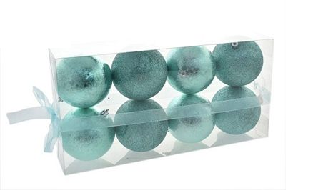 PALLINE NATALIZIE BOX 8PZ 10CM DECO.LUCIDA/GLITTER TIFFANY