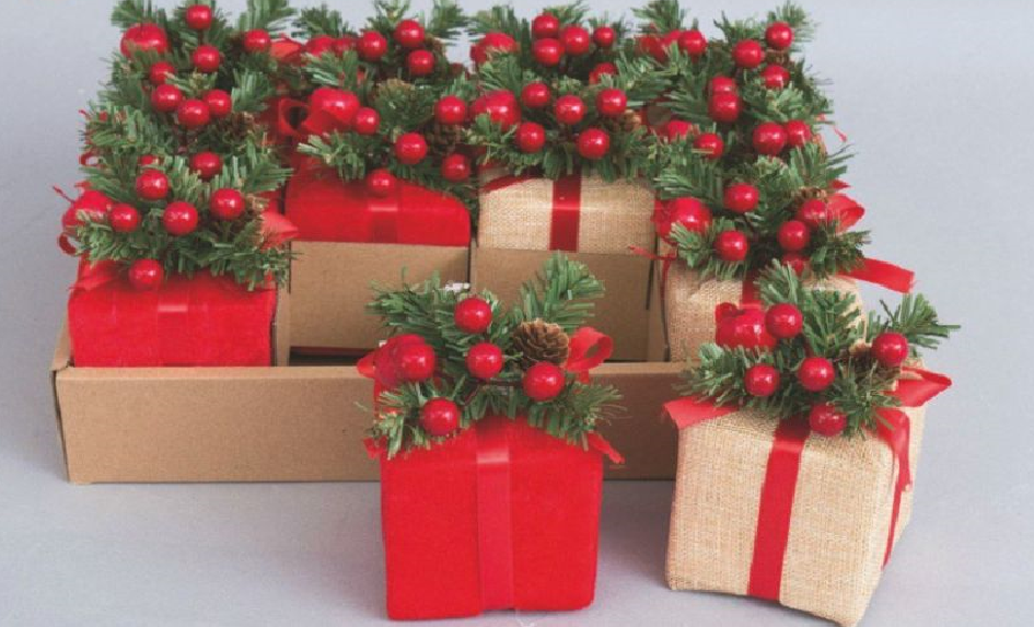 PENDENTE PACCO REGALO C/BACCHE 14CM