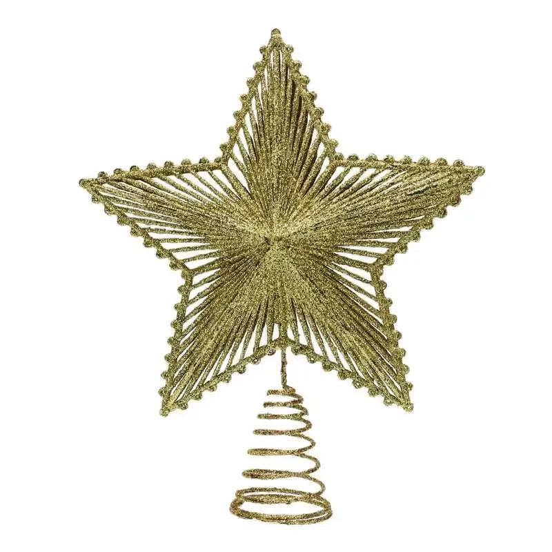 PUNTALE ALBERO STELLA 20CM ORO GLITTERATO
