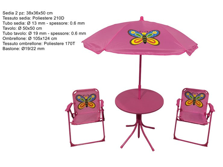 SET BABY GARDEN TAV+OMBREL+2SEDIE FARFALLA