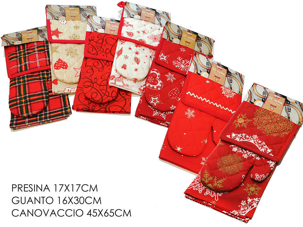 ASSORTED CHRISTMAS HOLDER/GLOVE/CLOTH SET.