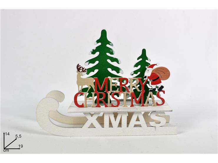 SLITTA LEGNO "MERRY CHRISTMAS"