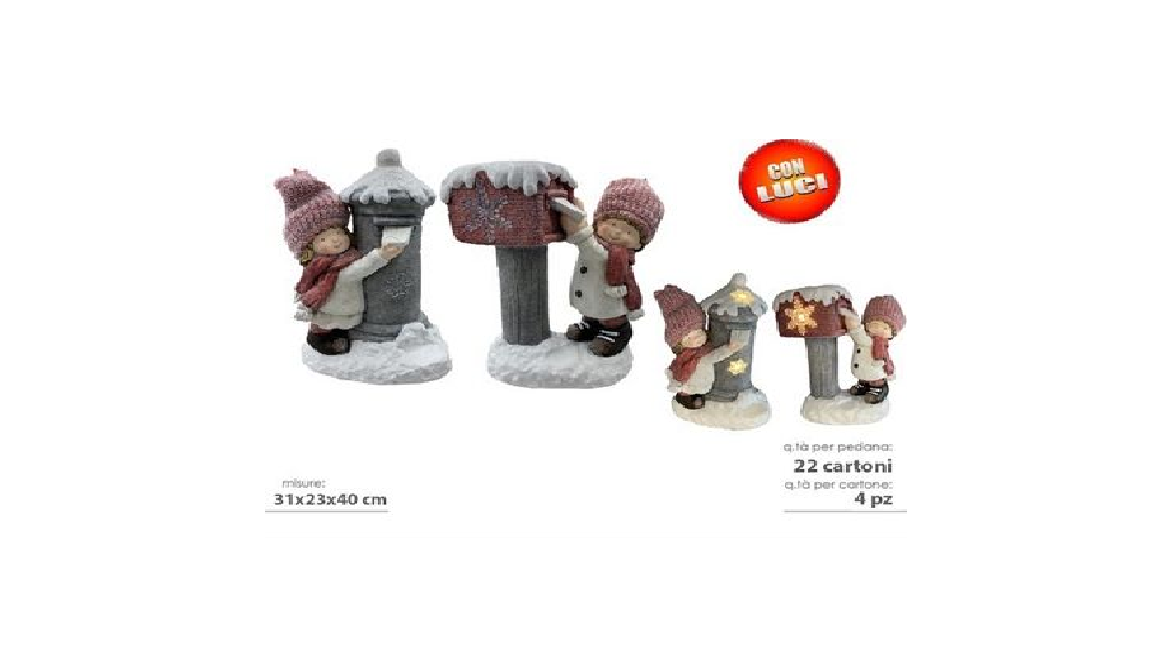 STATUE NATALIZIE BAMBINO/A C/POSTA C/LUCE 31X23X40,5CM