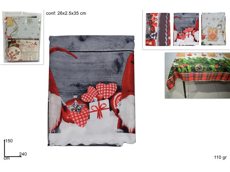 CHRISTMAS TABLECLOTH 150X240 CM ASSORTED.