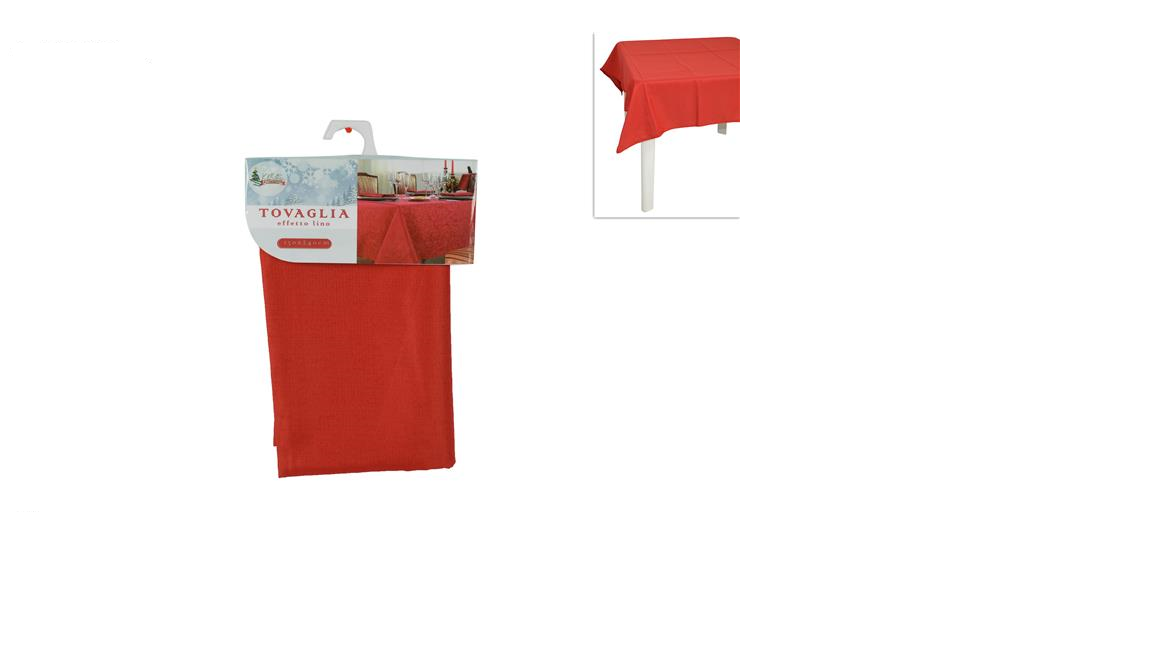 RED CHRISTMAS TABLECLOTH LINEN EFFECT 150X230CM