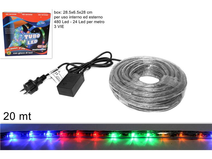 LUCI DI NATALE TUBO LED 20MT 3VIE MULTICOLOR