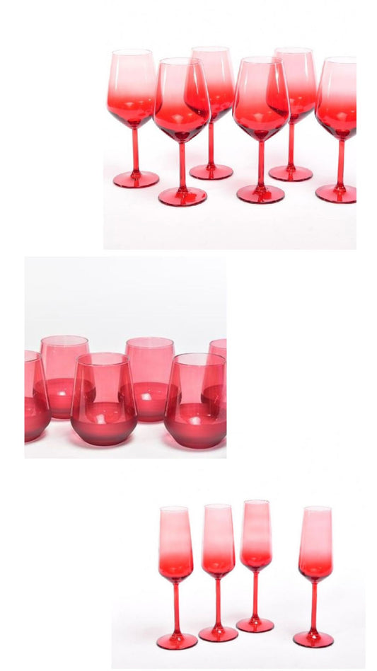 ICONIC 6PCS INTENSE RED WATER GLASSES 425ML