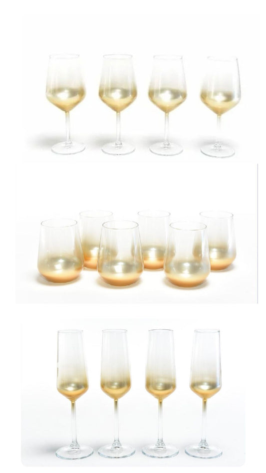 ICONIC 6PCS GOLD WATER GLASSES 425ML