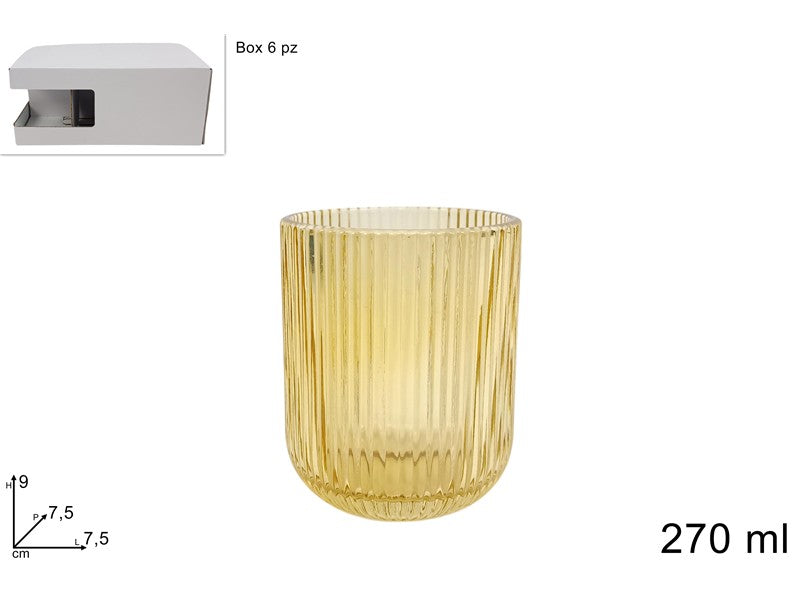 BICCHIERI RIGATO AMBRA 6PZ.