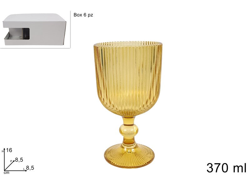 BICCHIERI CALICI RIGATO AMBRA 6PZ.