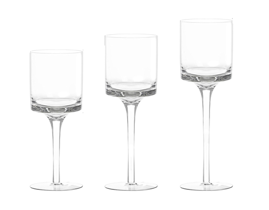 SET 3 GLASS CANDLE HOLDERS 2 H 26X23X20CM.