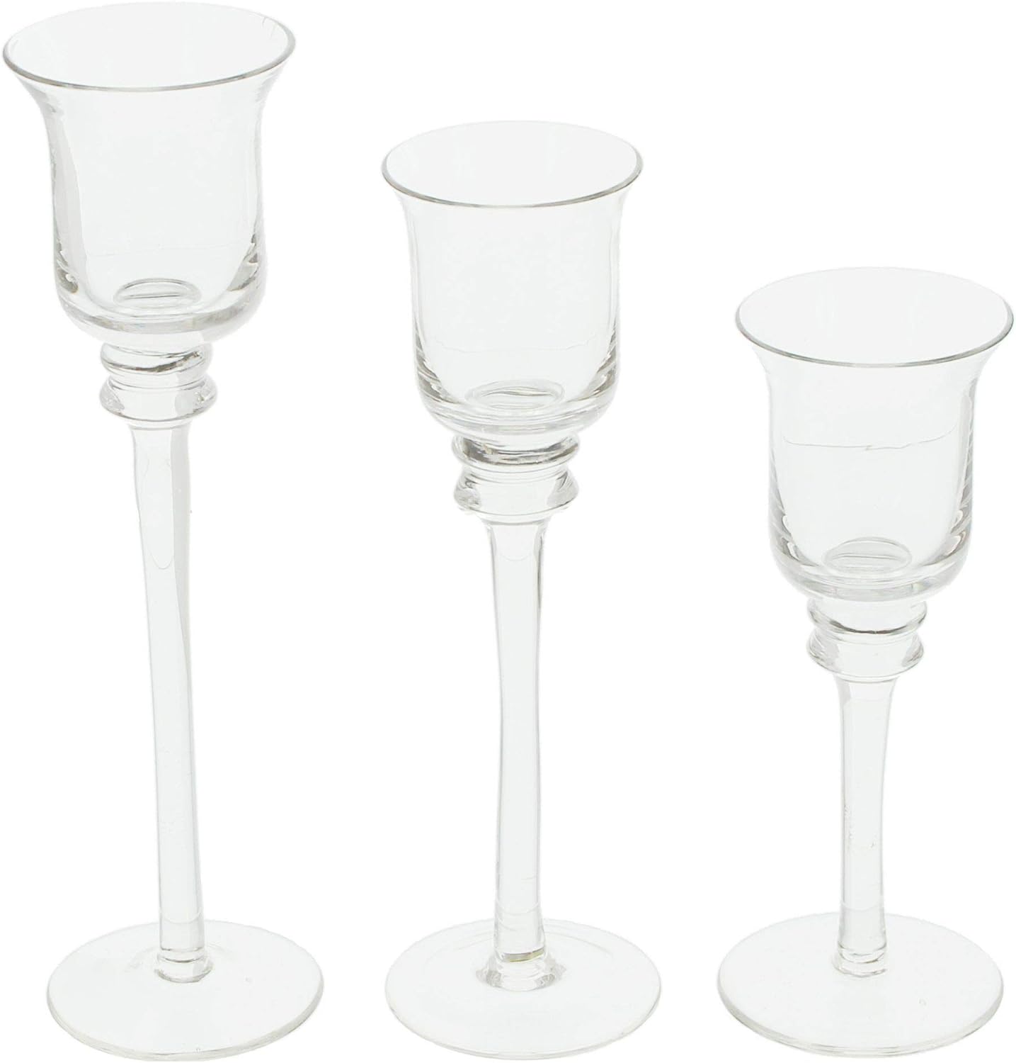 SET 3 GLASS CANDLE HOLDERS H 26X23X20CM.