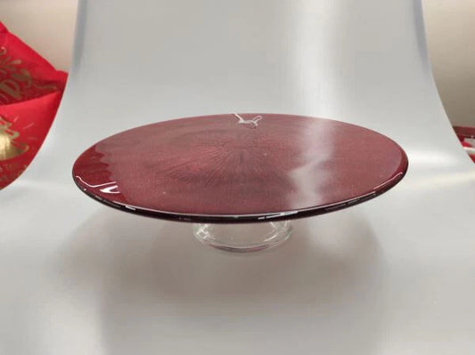 ALZATINA RADIUS TONDA IN VETRO ROSSA
