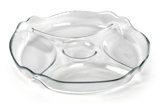 STARTERS GLASS ROUND TRAY WITH DIVIDERS 25 CM