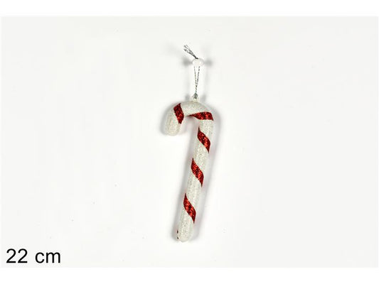 HANGER STICK 22CM WHITE RED GLITTER