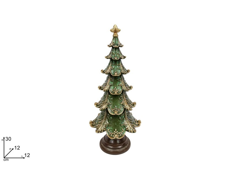 Albero 30cm verde con decoro oro