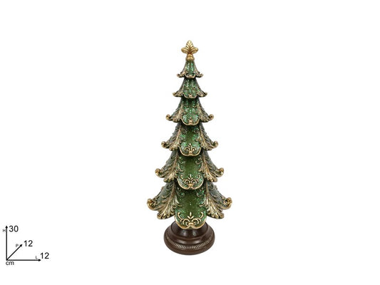 Albero 30cm verde con decoro oro