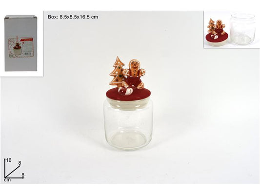 GLASS JAR WITH MARZIPAN MAN CAP19CM