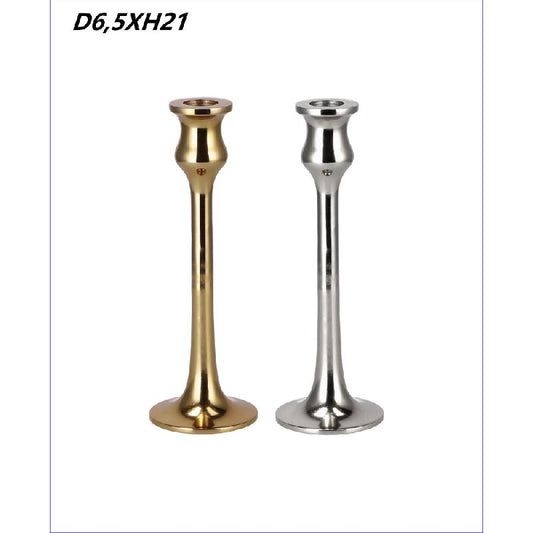PORTACANDELE SINGOLO METALLO ORO/ARGENTO D6,5X21H