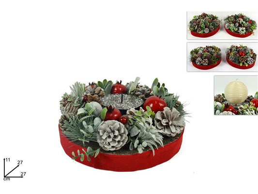 ROUND CENTERPIECE CANDLE HOLDER 30CM ASSORTED.