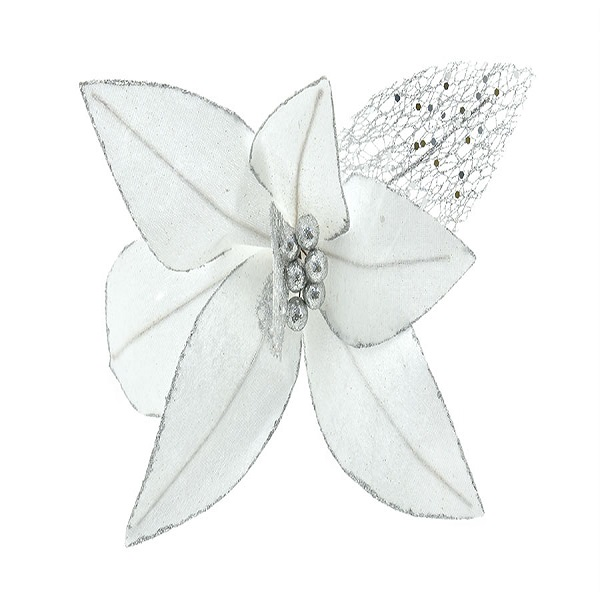 FLOWER SHORT STEM WHITE/SILVER 9