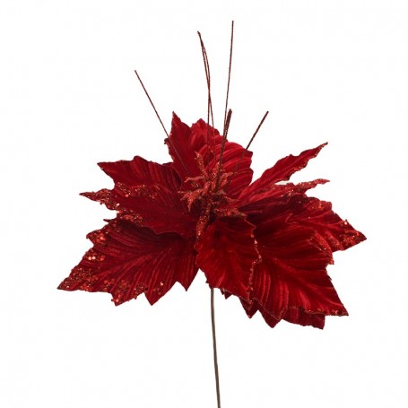 VELVET FLOWER LONG STEM 60CM RED2