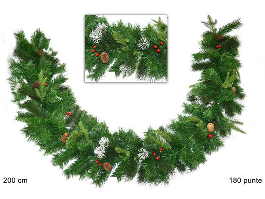 GREEN WIRE GARLAND WITH PINE CONES 2 MT