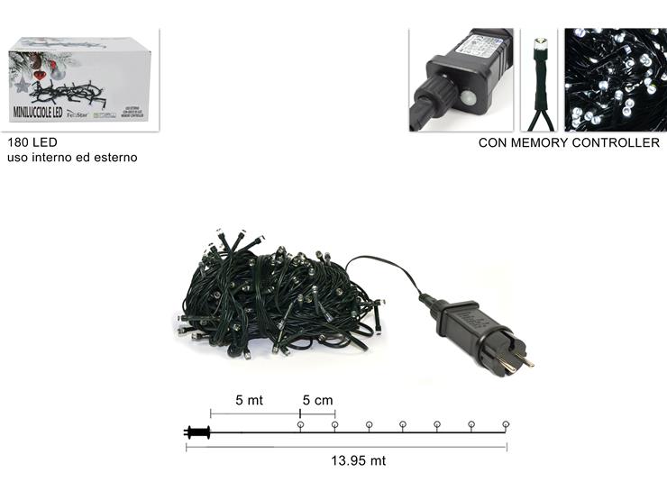 MINILUCCIOLA CHRISTMAS LIGHTS 180LED COLD WHITE IN BOX INDOOR USE