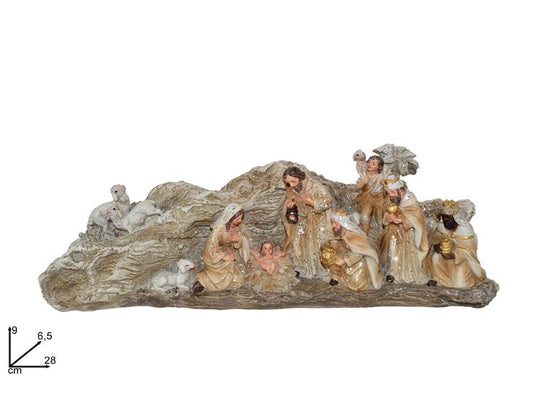 NATIVITY" ON ROCK W/GLITTER