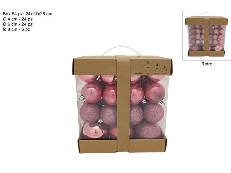 BALLS BOX 54PCS 3SIZES ASSORTED. ROSE