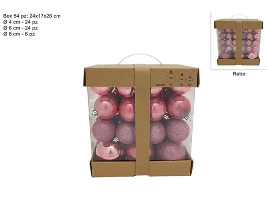 BALLS BOX 54PCS 3SIZES ASSORTED. ROSE