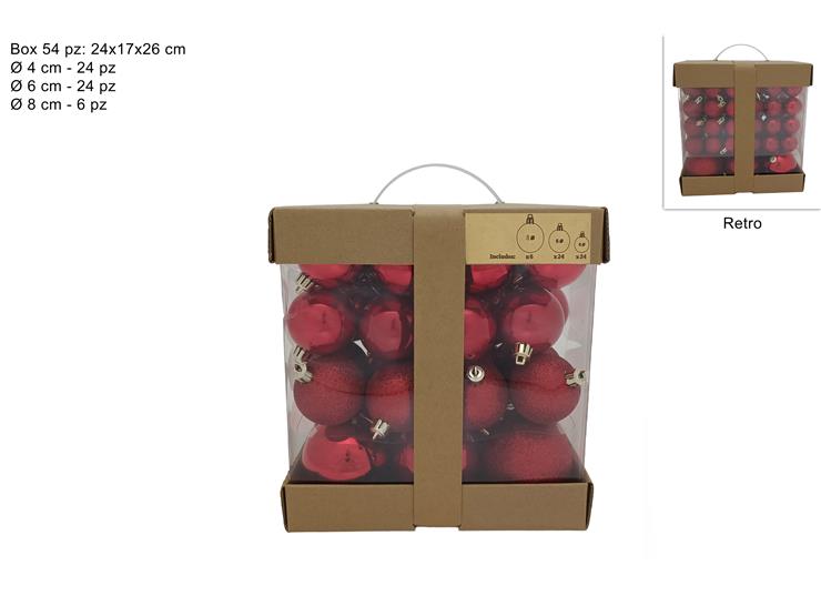 BALLS BOX 54PCS 3SIZES ASSORTED. RED