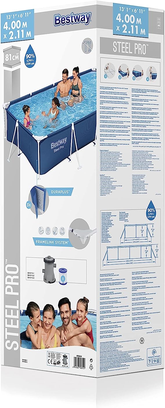 PISCINA BESTWAY RETT.STEEL PRO FRAME 400X211X81 CM. 5.700 LT