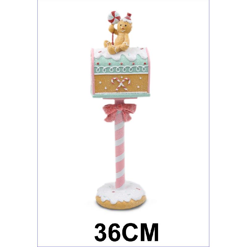 GINGERBREAD RESIN MAIL BOX 36CM