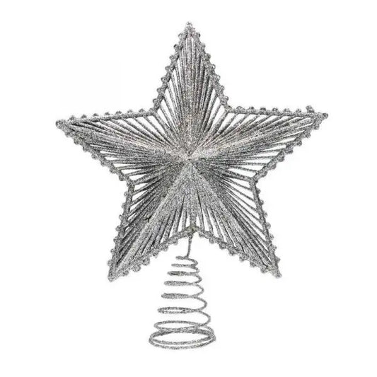 STAR TREE TOP 20CM SILVER GLITTER