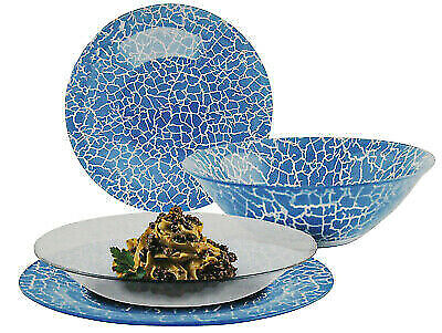 19-PIECE DISH SET CLEAR BLUE ROCK