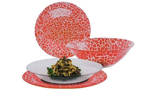 19-PIECE DISH SET CLEAR RED ROCK