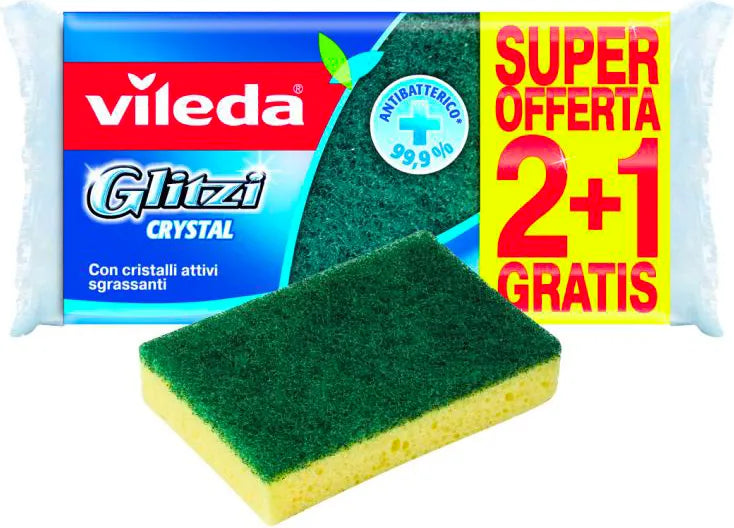 VILEDA GLITZI GREEN KITCHEN SPONGE FOR USE PCS, 2+1