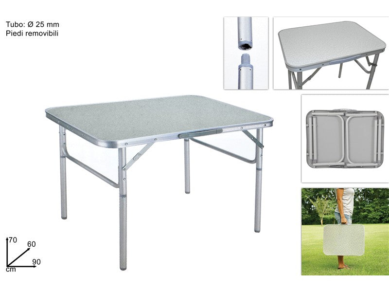 TAVOLO PIC-NIC IN ALLUMINIO C/PIEDI REMOV.90*60*70CM