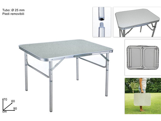 TAVOLO PIC-NIC IN ALLUMINIO C/PIEDI REMOV.90*60*70CM