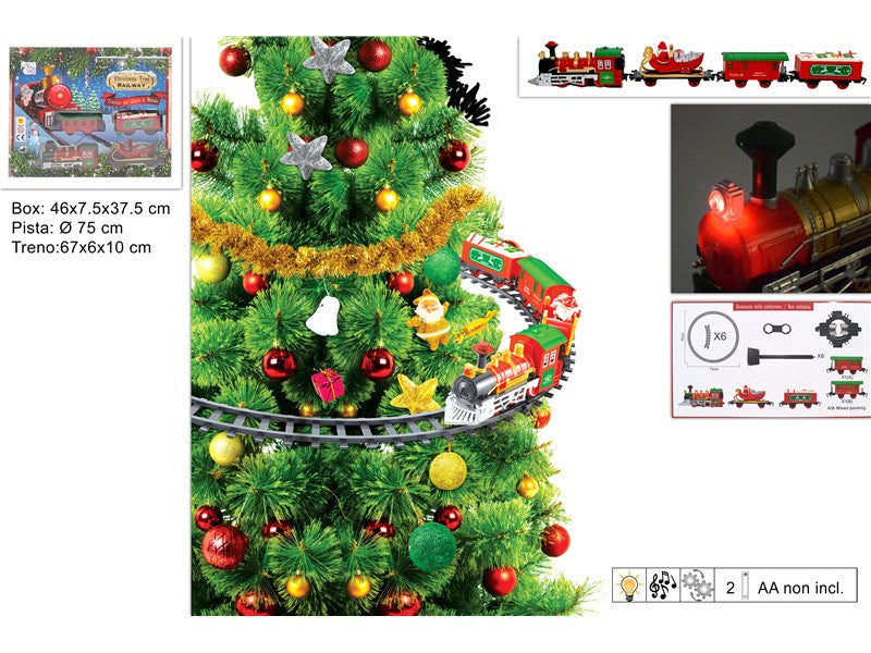 TRENO NATALIZIO PER ALBERO DI NATALE C/SUPPORTO ASSORT.