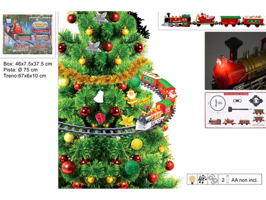 TRENO NATALIZIO PER ALBERO DI NATALE C/SUPPORTO ASSORT.
