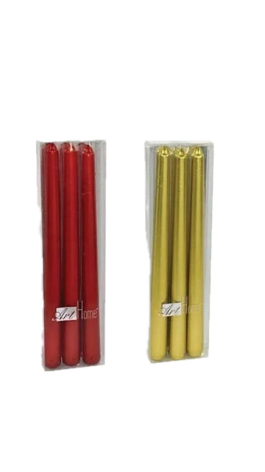 SMOOTH GOLD CANDLE 3PCS 30CM