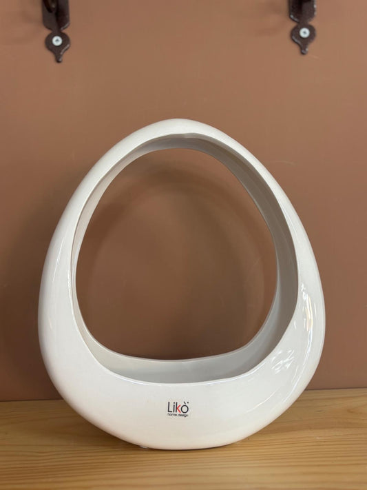 VASO OVAL WHITE SHINE 22X19,2X9 CM