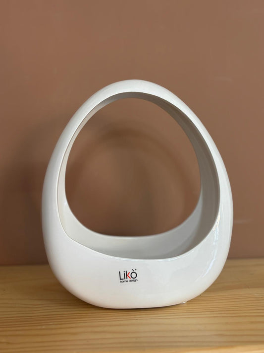 VASO OVAL WHITE SHINE 27X24,5X10,5 CM